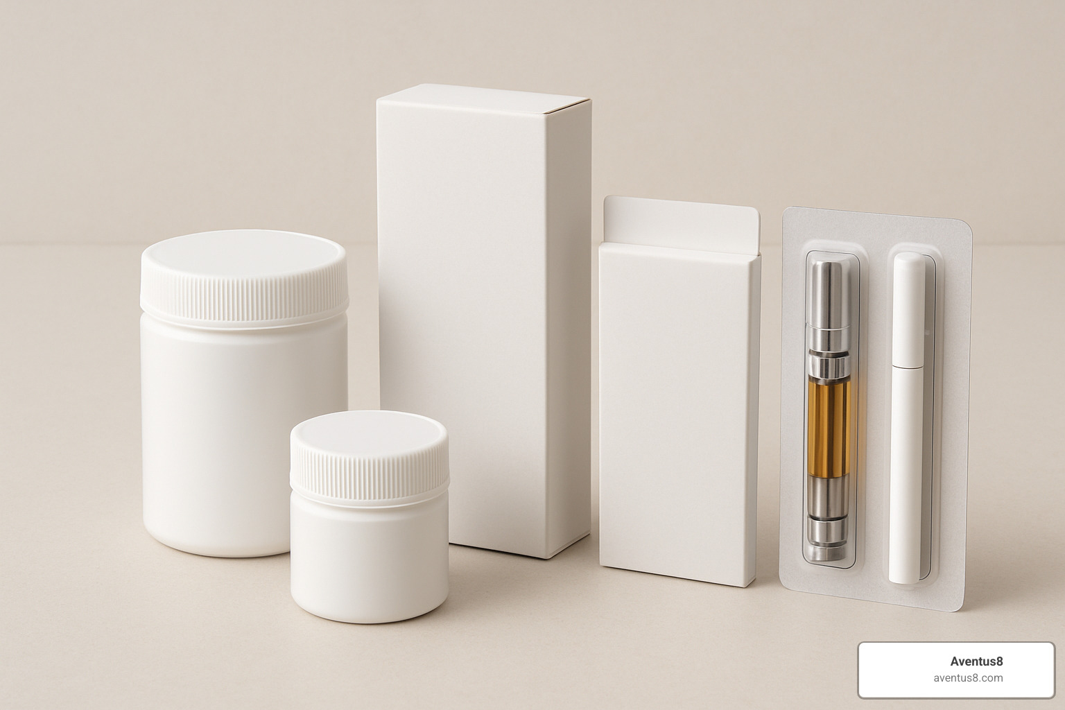 various THC vape packaging options from Aventus8 - THC vape discreet packaging
