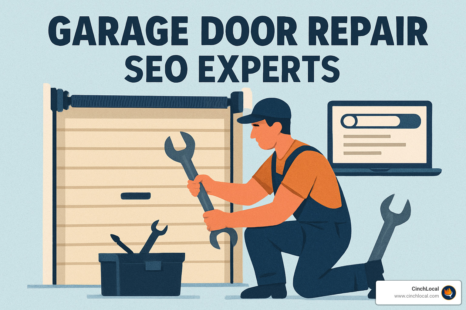SEO expert working on technical optimization for a garage door repair website - garage door repair seo experts