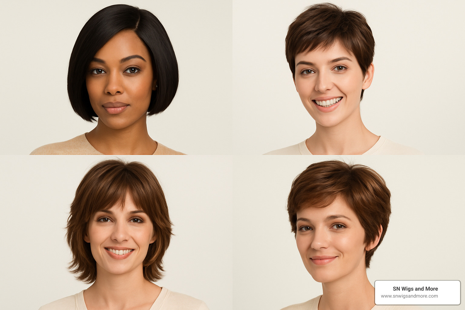 collage of bob pixie shag and wavy short human hair wigs - short human hair wigs