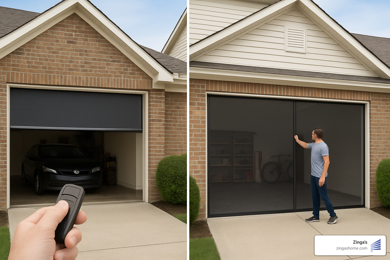 Comparison of motorized and manual garage door screens - cost of motorized garage door screens