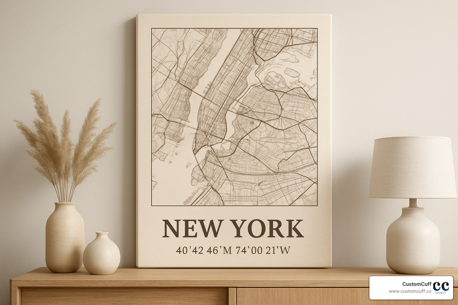 coordinates map canvas print showing a city with coordinates displayed below - coordinates gifts