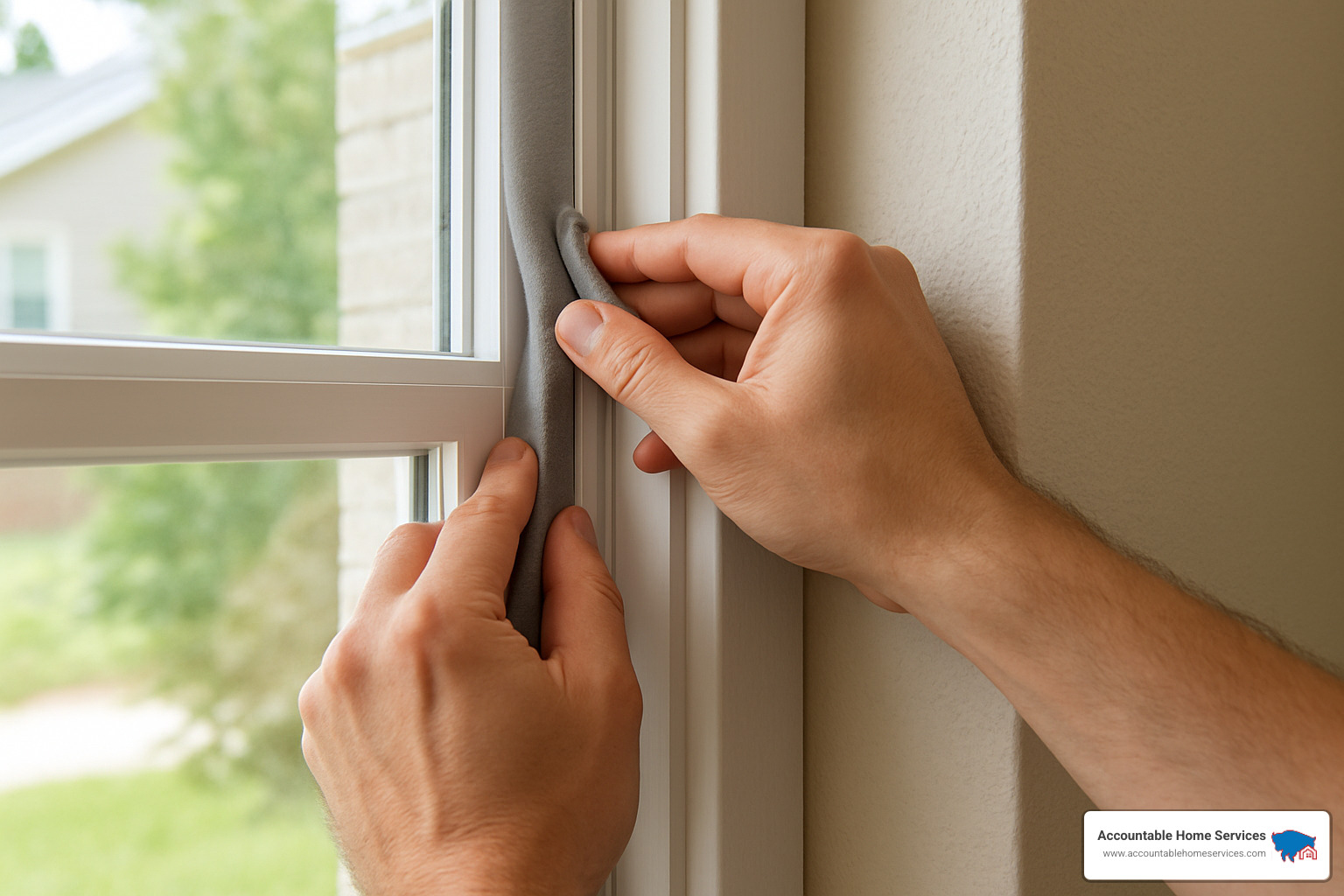 weatherstripping being installed around a window - thermal imaging for energy efficiency