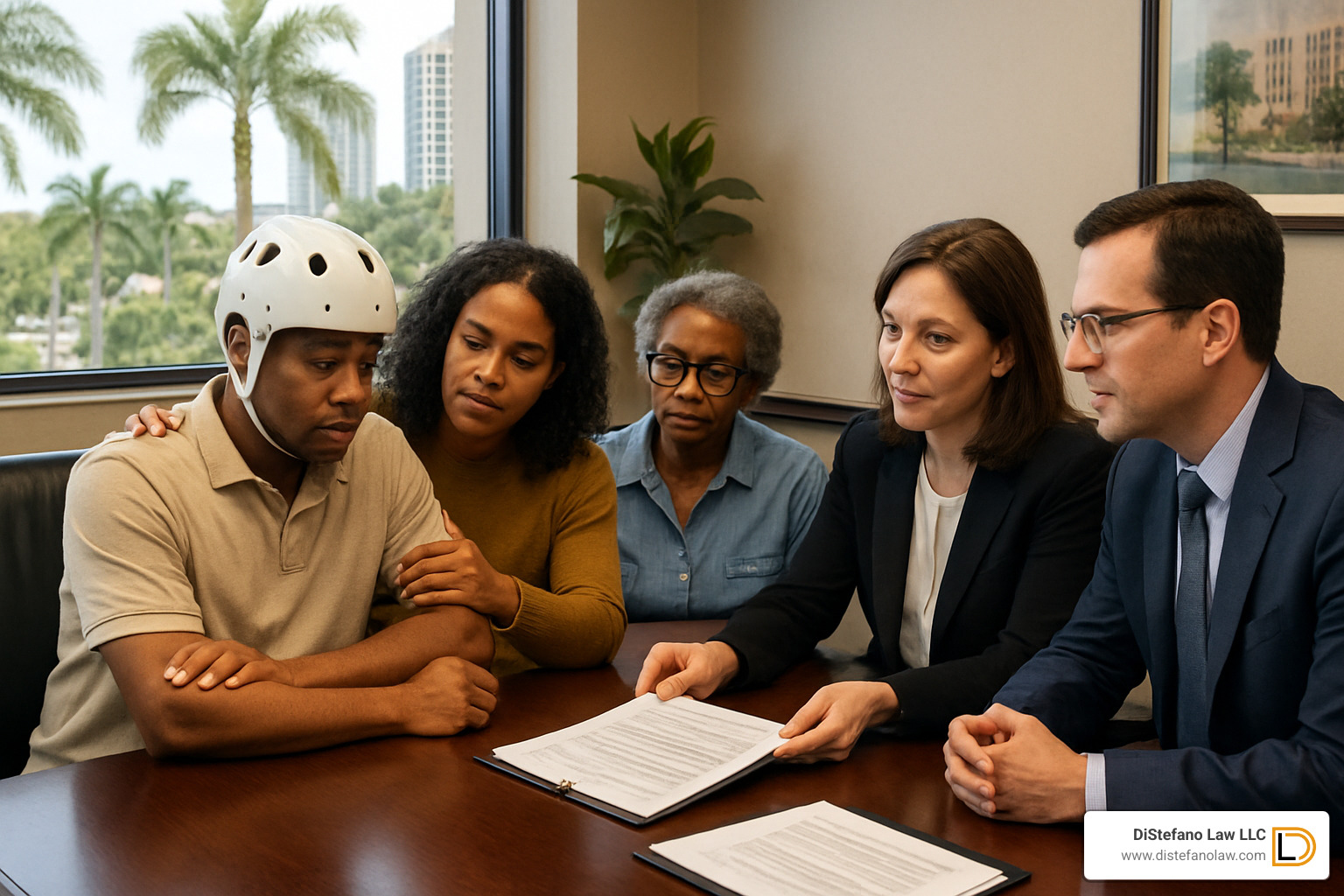 attorneys meeting with brain injury client and family - brain injury law firm fort lauderdale