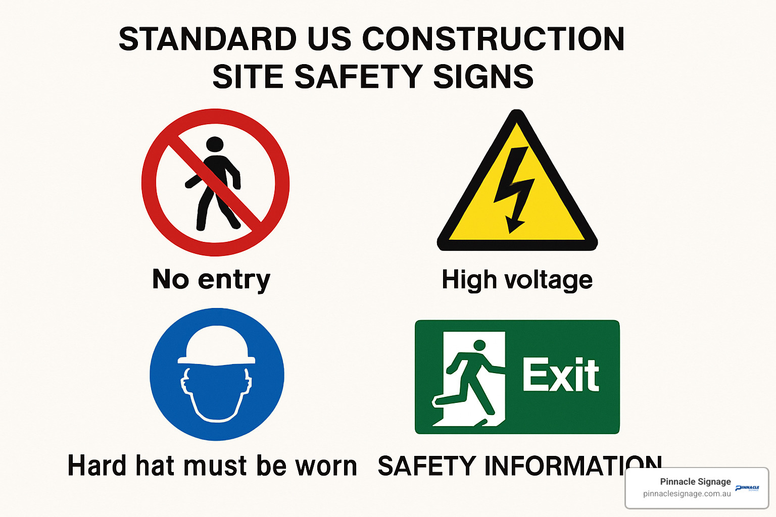 Construction site signage colour and shape chart - construction site signage
