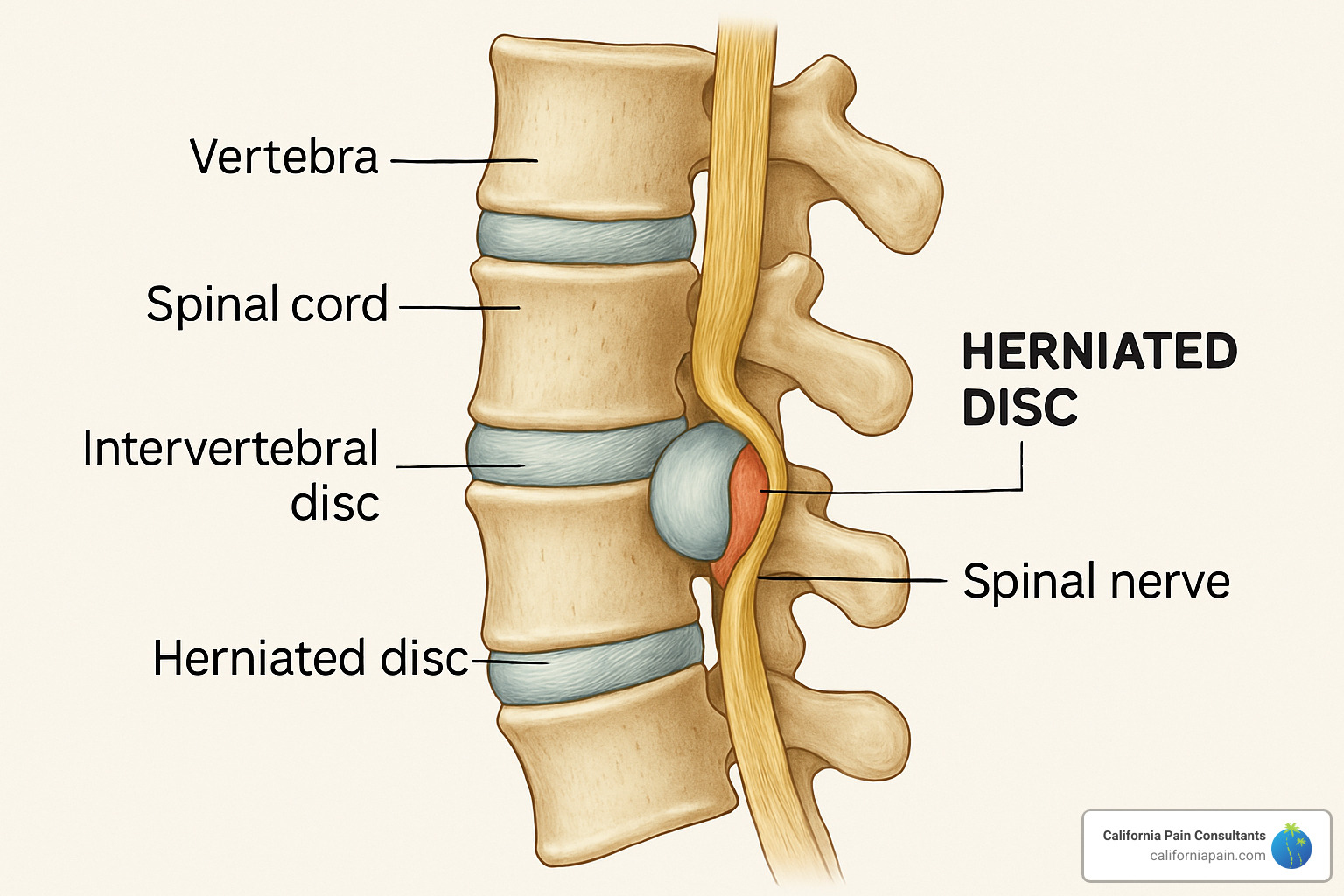 herniated disc compressing nerve - low back pain