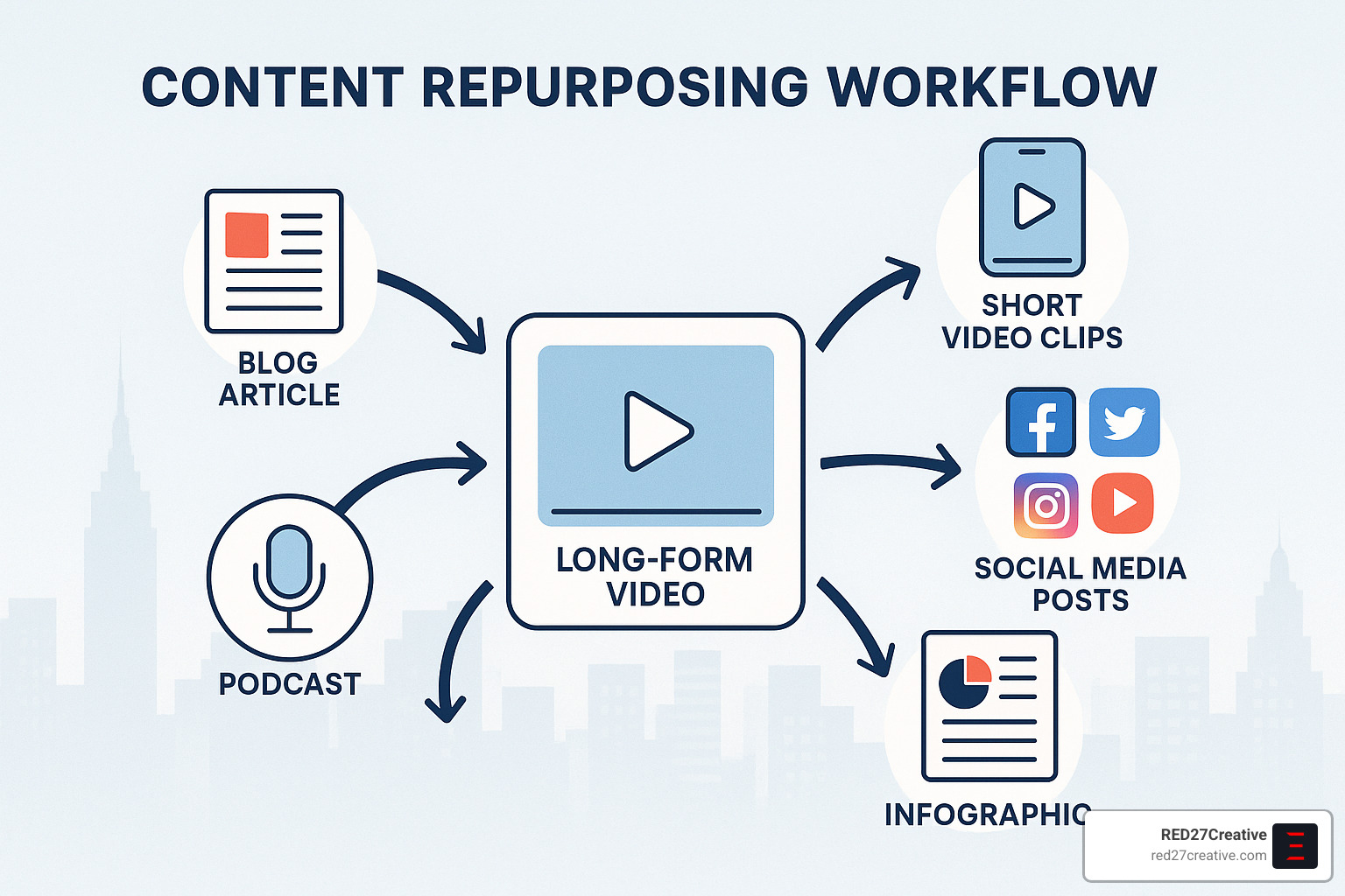 Unlocking SEO Success Through Video Marketing Strategies • SEO video marketing • RED27Creative Content repurposing workflow from long-form video to multiple formats - SEO video marketing
