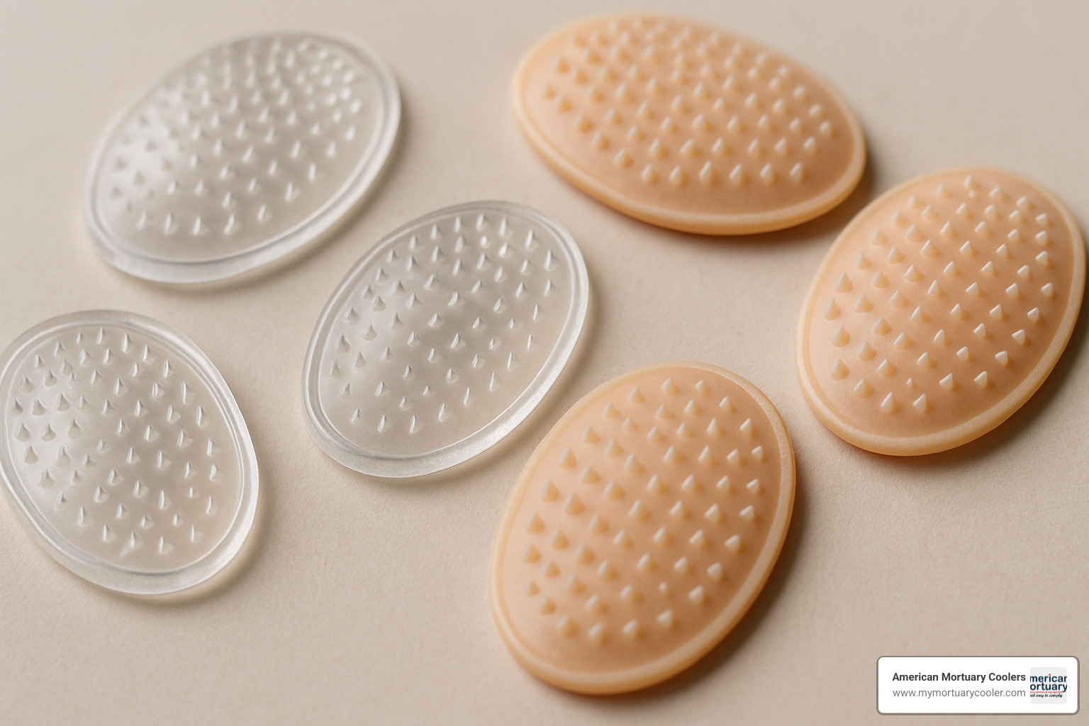 close up of eye caps showing perforated surface - eye caps for embalming