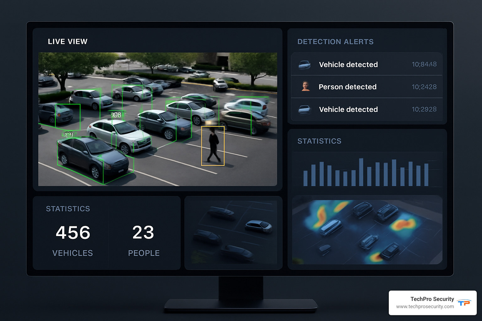 Security camera analytics dashboard - parking lot security cameras