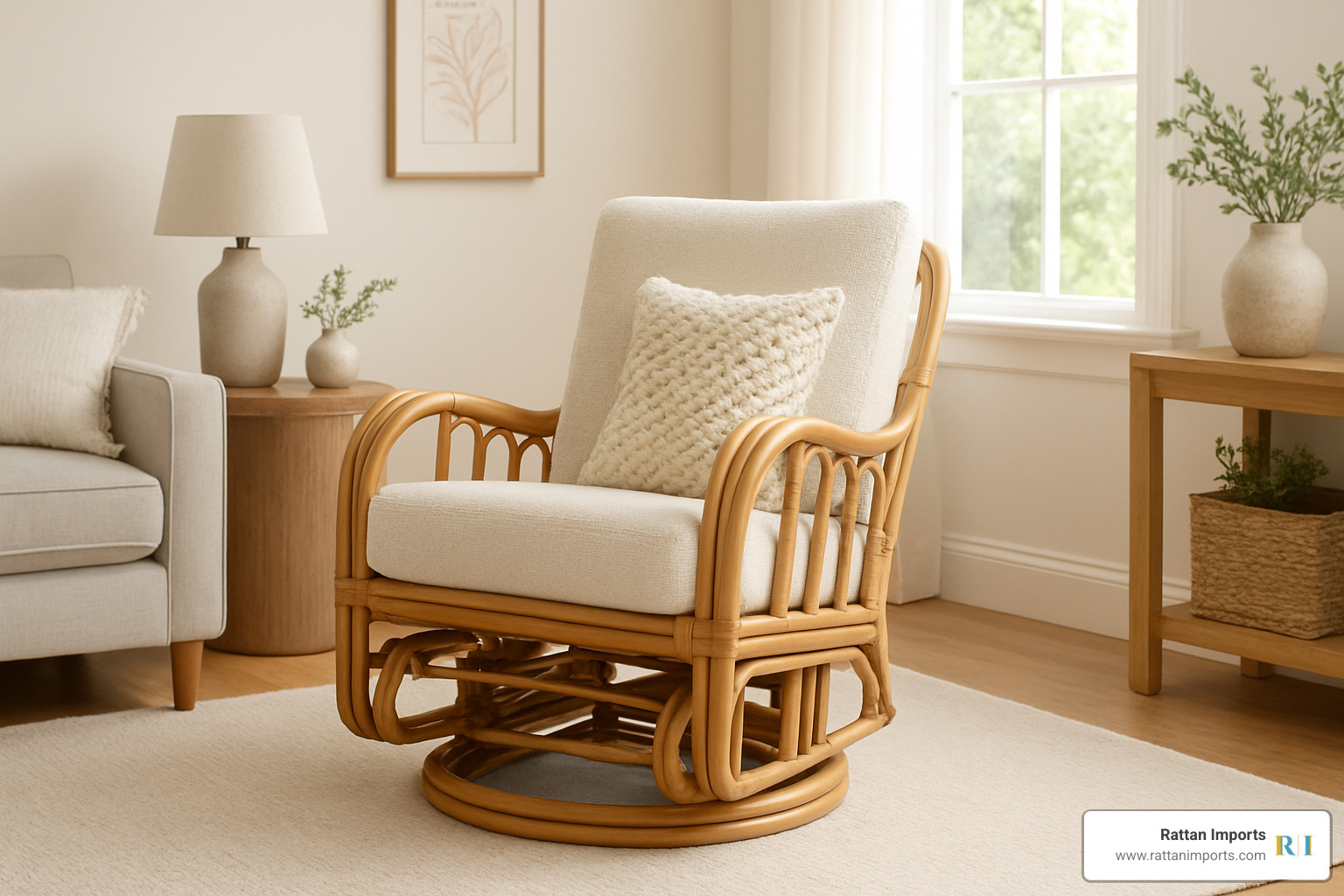 stylish rattan glider in living room - gliders and rockers