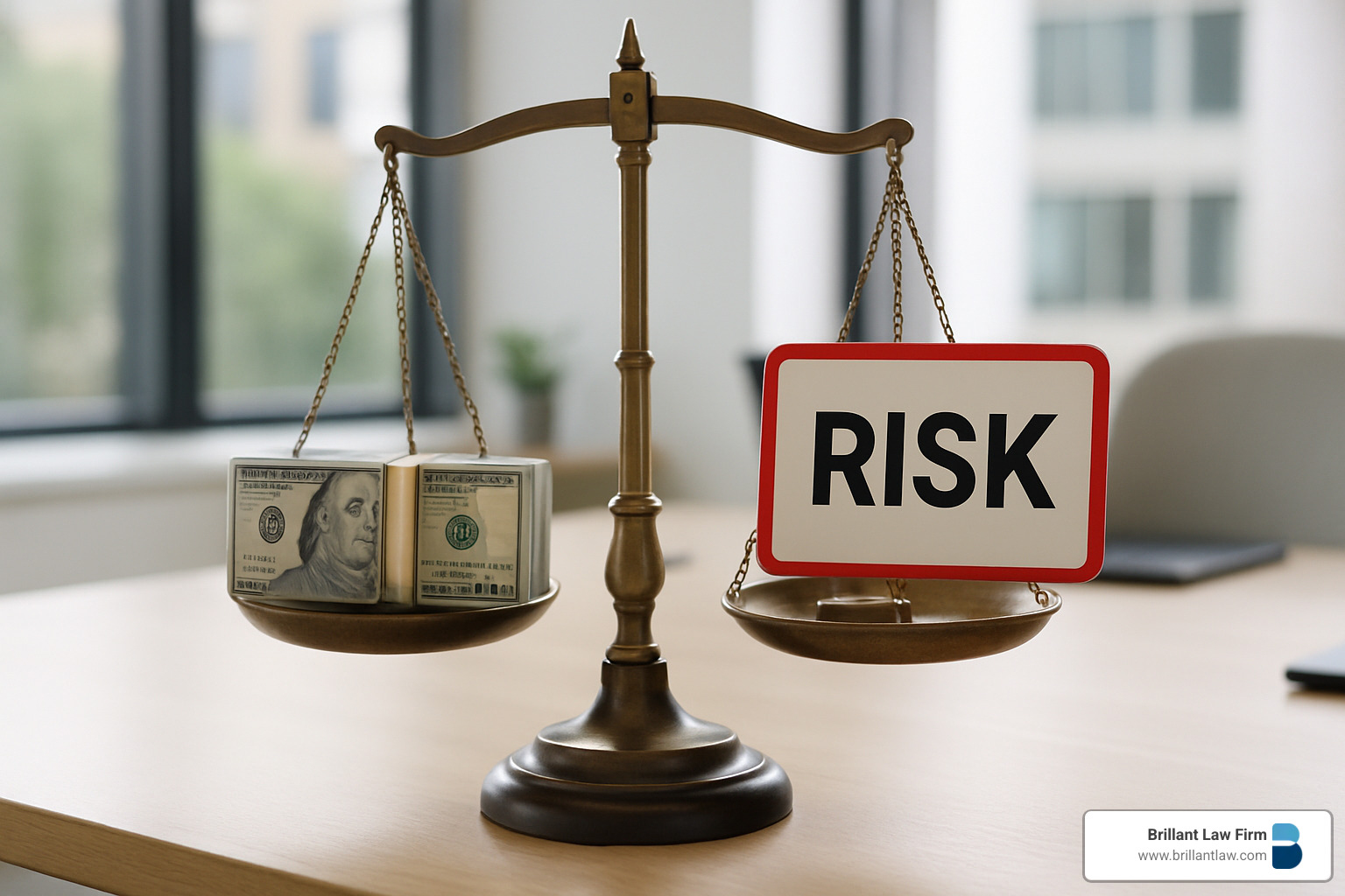 Scales balancing money and risk - IRS appeals attorney