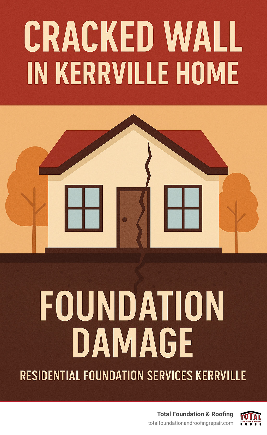cracked wall in Kerrville home showing foundation damage - residential foundation services Kerrville - residential foundation services Kerrville infographic 