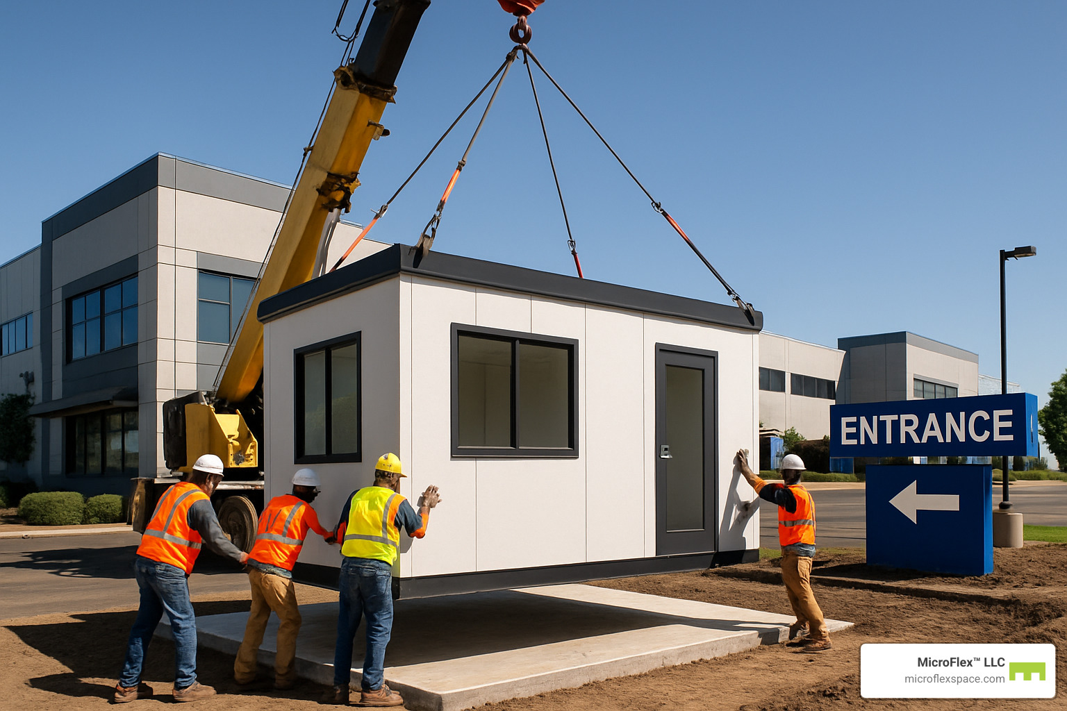 modular office being installed - modular office space