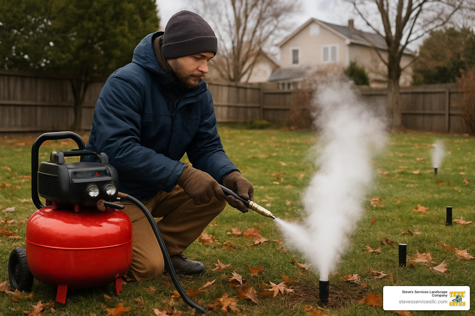 irrigation system being winterized by a professional - Everett sprinkler installation