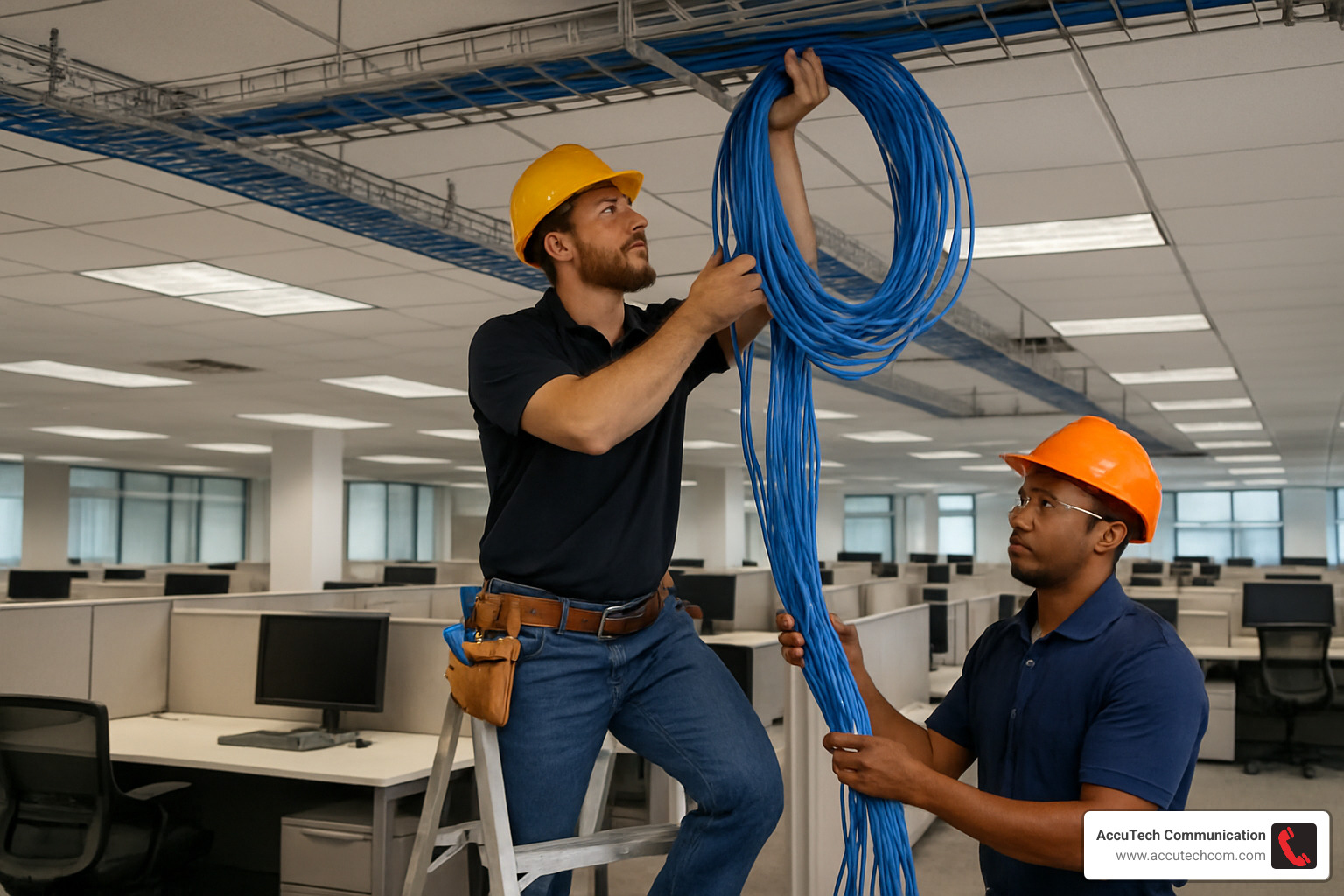 Commercial network cabling installation in office environment - commercial network cable installation pricing