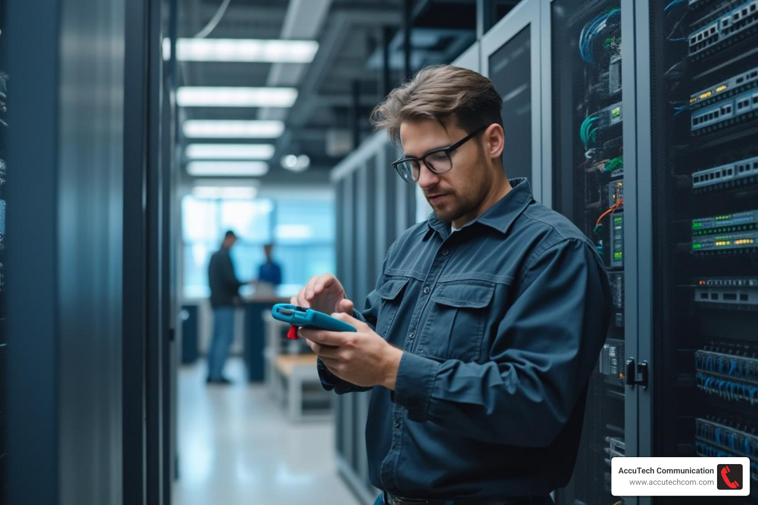 Network technician performing cable certification testing - commercial network cable installation pricing