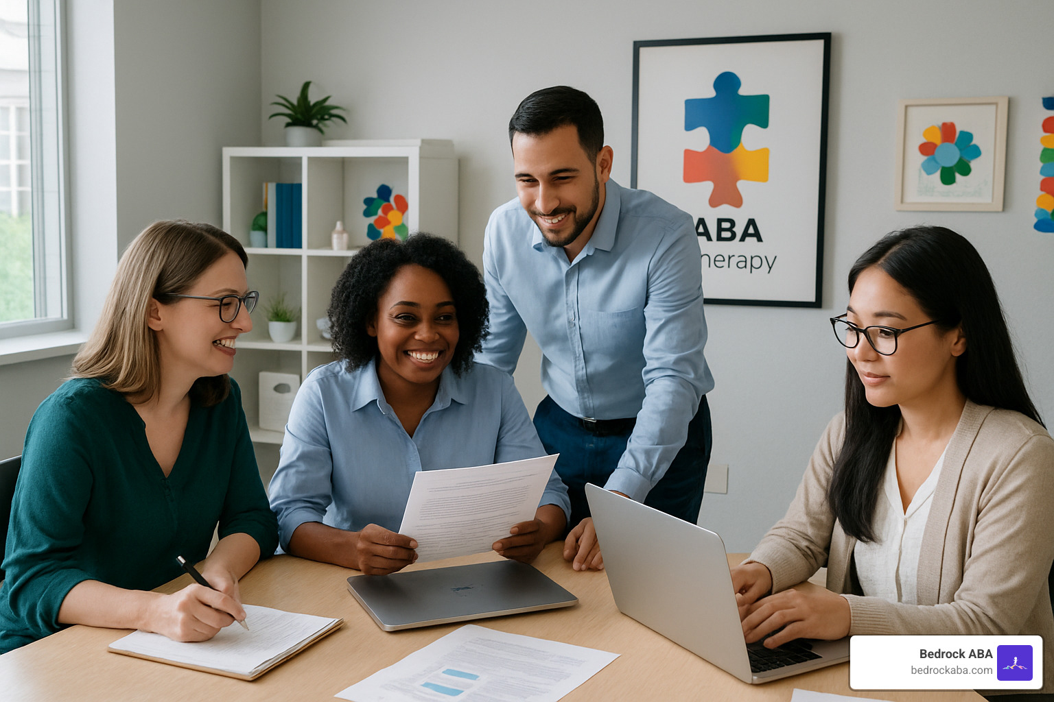 ABA administration office with staff collaborating - aba administration jobs