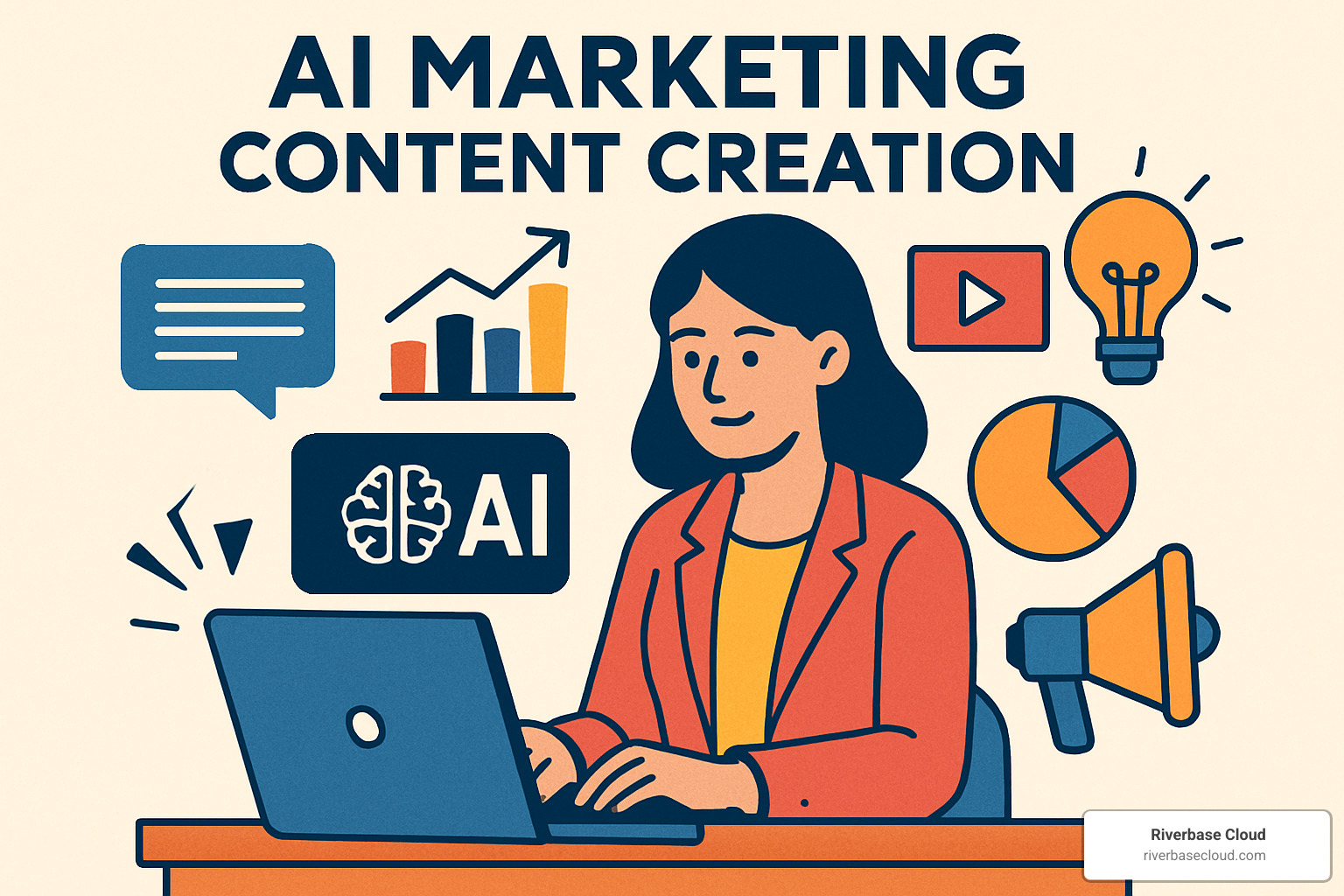 Futuristic marketing strategy board with AI elements - AI marketing content creation