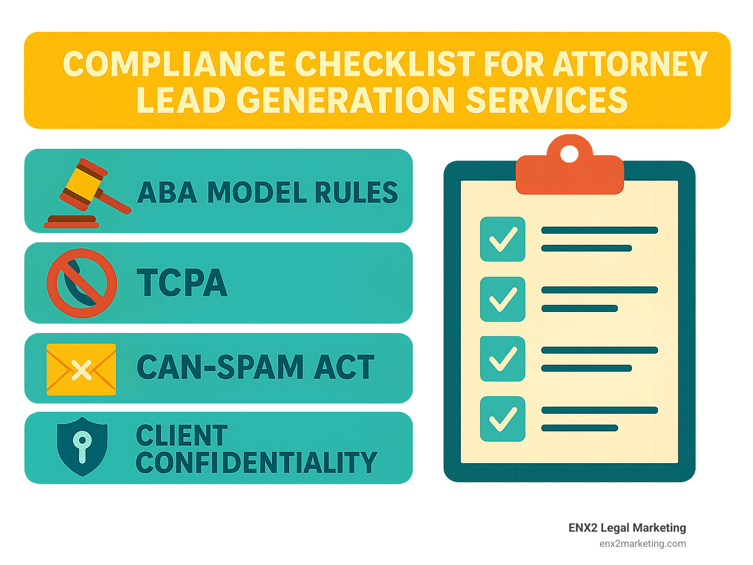 Compliance checklist for attorney lead generation services - attorney lead generation services infographic