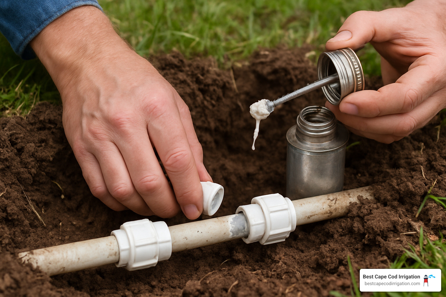 PVC pipe repair with compression couplings - sprinkler system leak repair