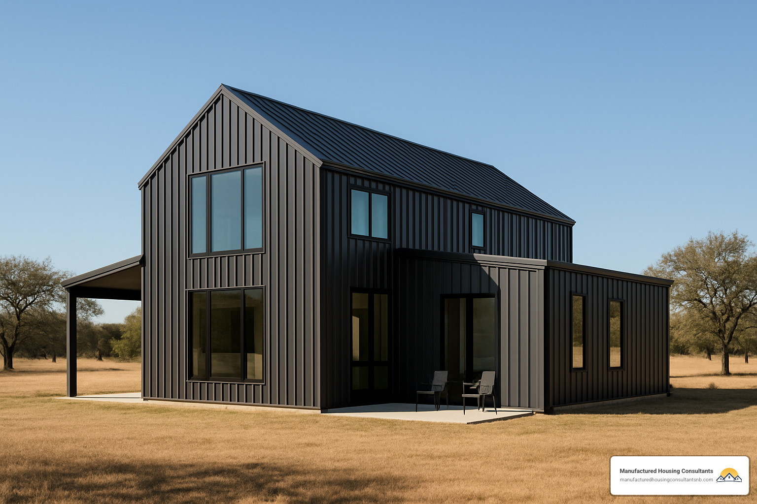 Metal barndominium style home with modern finishes - inexpensive prefab house