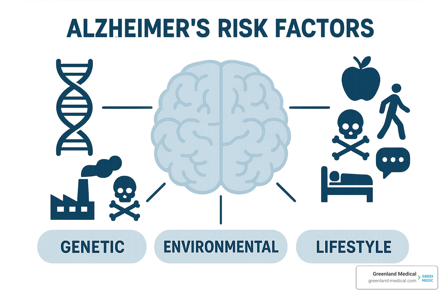 Alzheimer's risk factors showing genetic, environmental and lifestyle components - Functional Medicine for Alzheimer's Alzheimer's risk factors showing genetic, environmental and lifestyle components - Functional Medicine for Alzheimer's