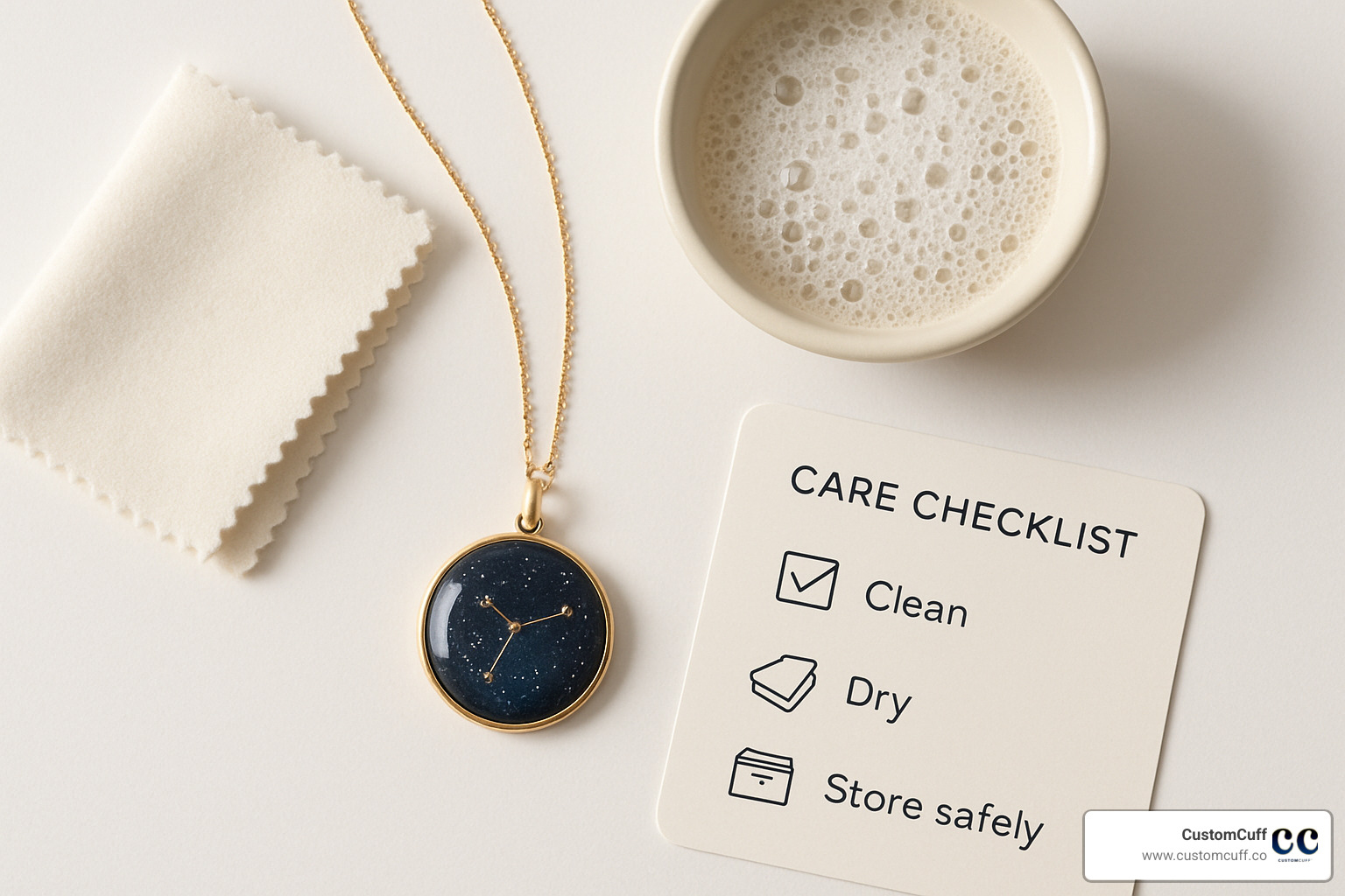 Care checklist for custom night sky necklaces - custom night sky necklace