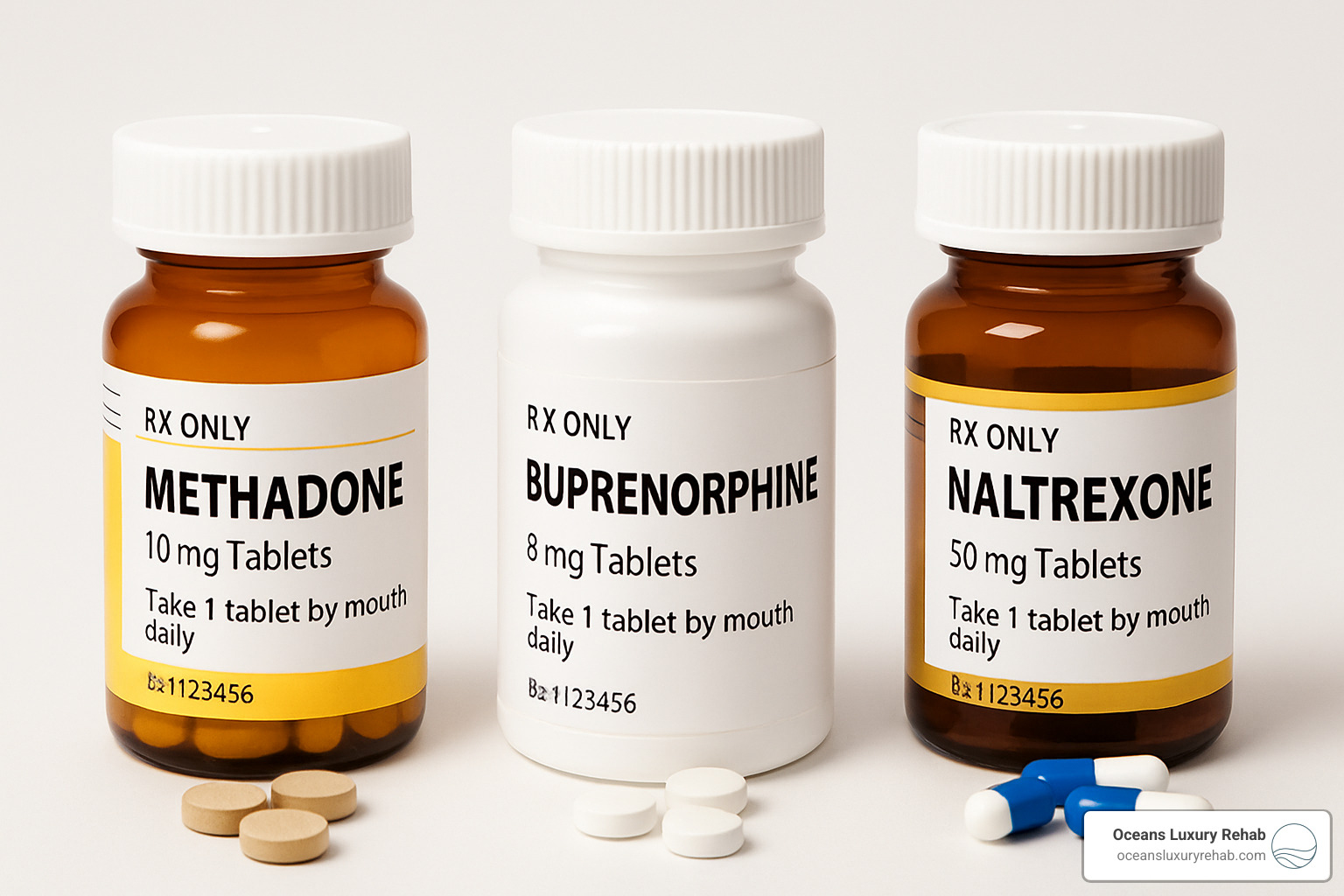 Medication Assisted Treatment medications showing methadone, buprenorphine, and naltrexone - nurse practitioners and medication assisted treatment in california