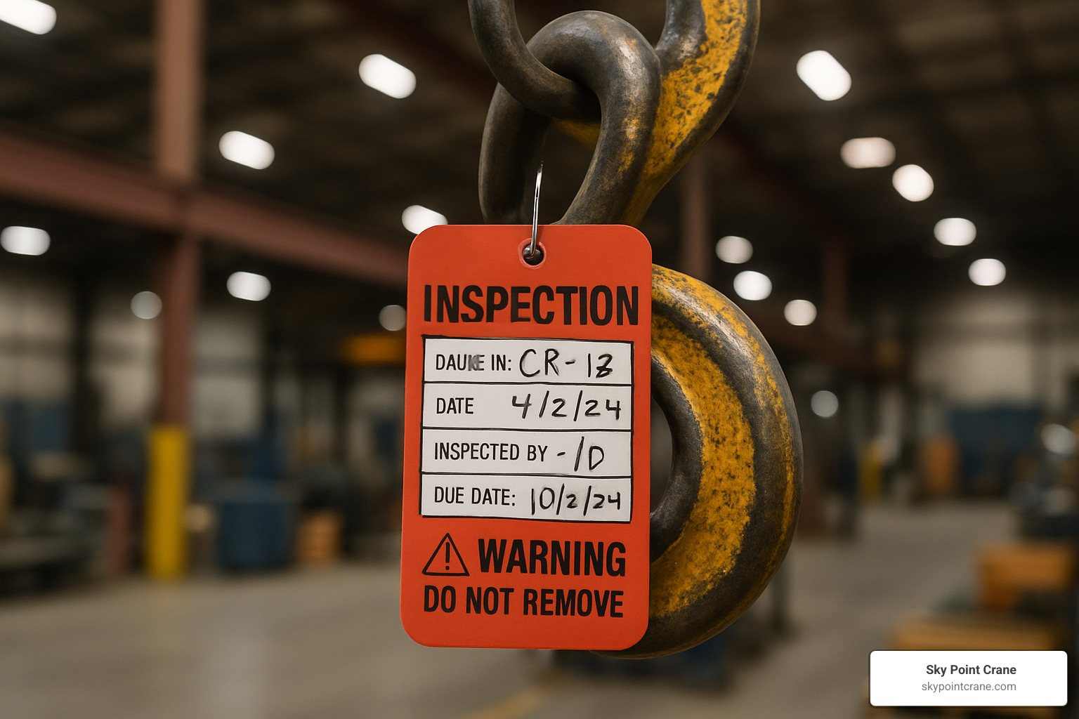 inspection tag on lifting equipment - Specialized lifting equipment