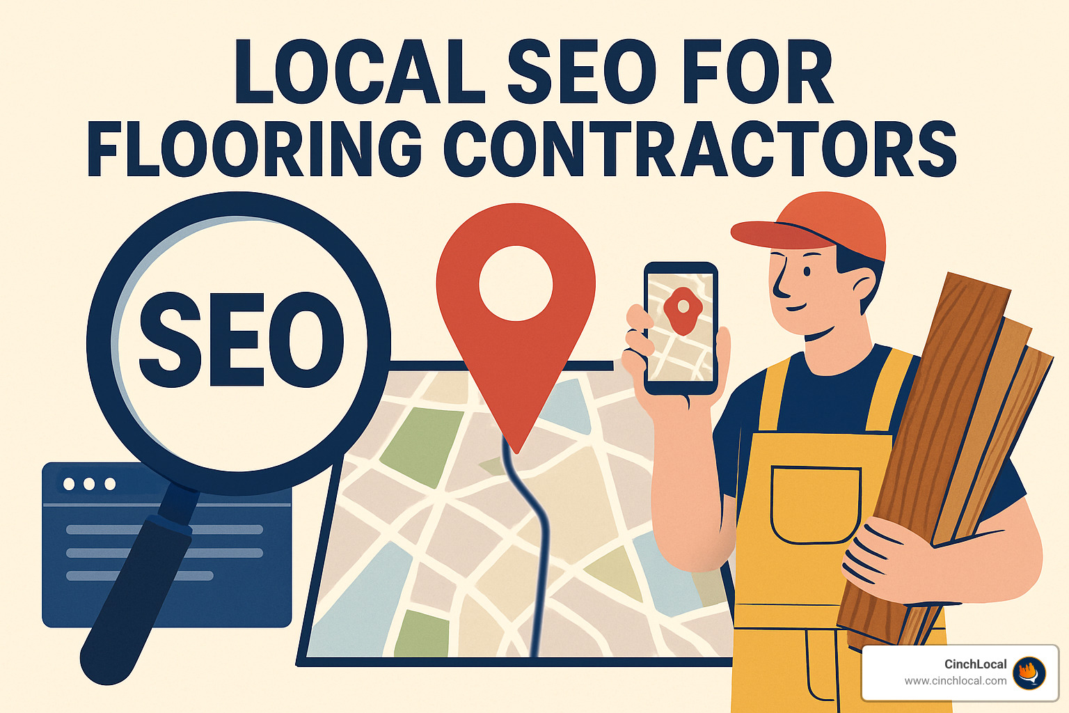 Stream of 5-star reviews for a flooring contractor - local seo for flooring contractors