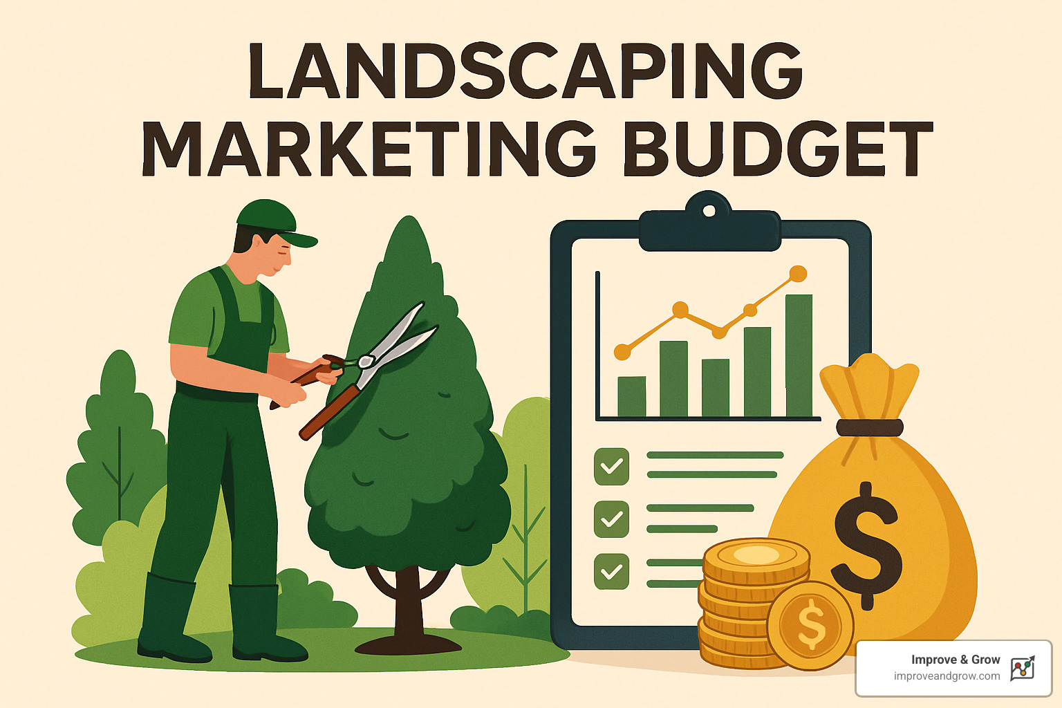 landscaper with calculator planning marketing budget - Landscaping marketing budget