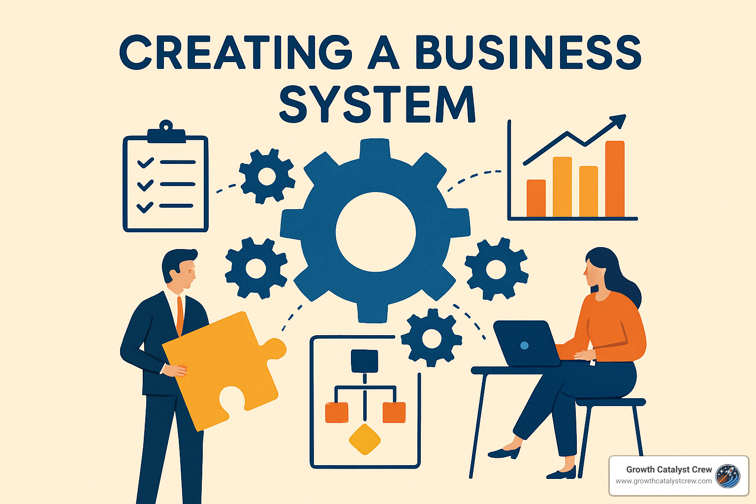 Process mapping example showing a client onboarding workflow with decision points and responsibilities - creating a business system
