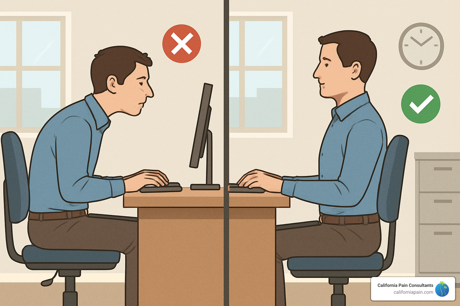 comparison of proper and improper neck posture - what is the best treatment for chronic neck pain