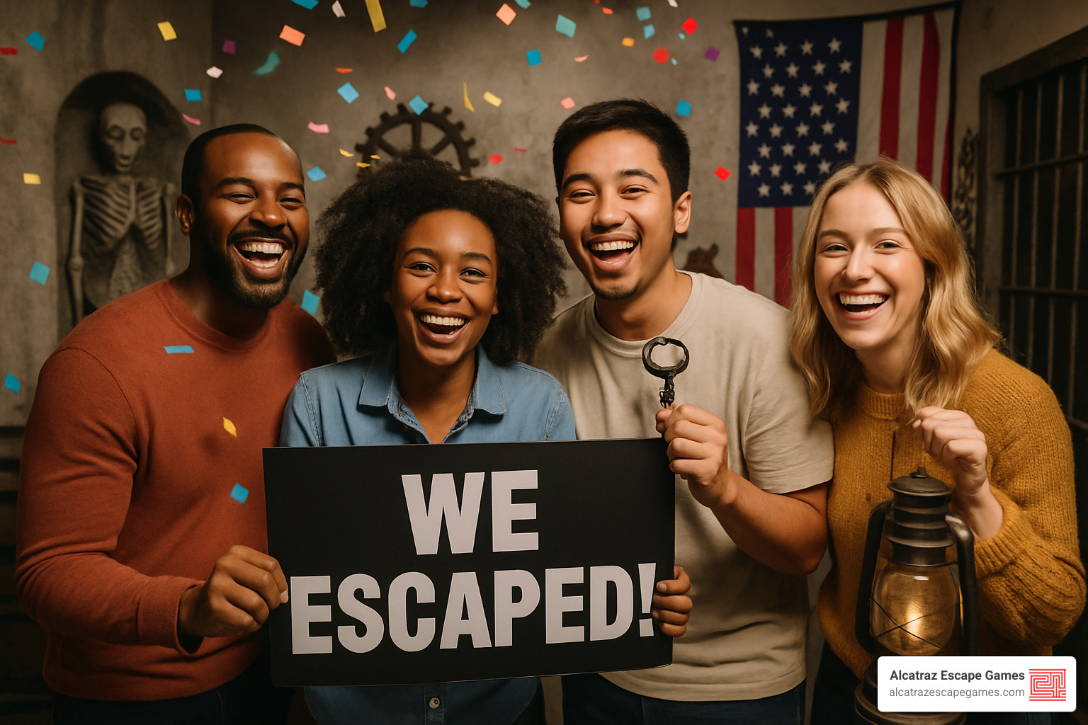 team celebrating after completing an escape room - escape rooms in provo