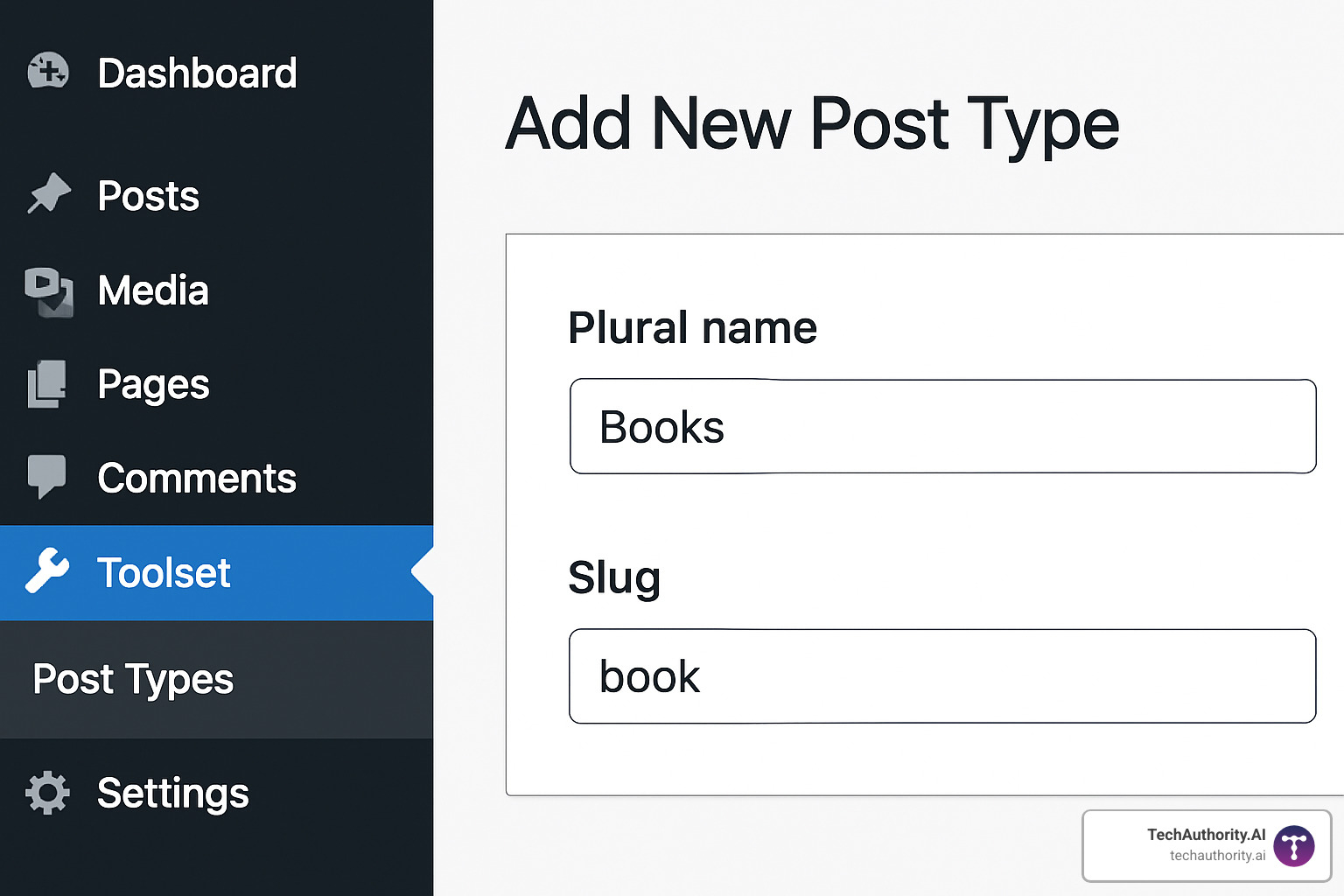 Custom Post Type creation screen in Toolset - toolset plugins for wordpress development