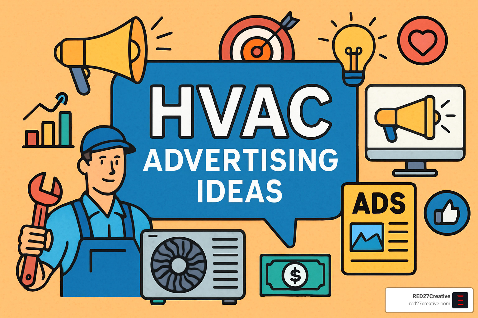 HVAC Marketing Ideas That'll Win New Customers • hvac advertising ideas • RED27Creative Professional HVAC direct mail postcard with seasonal offer and company branding - hvac advertising ideas