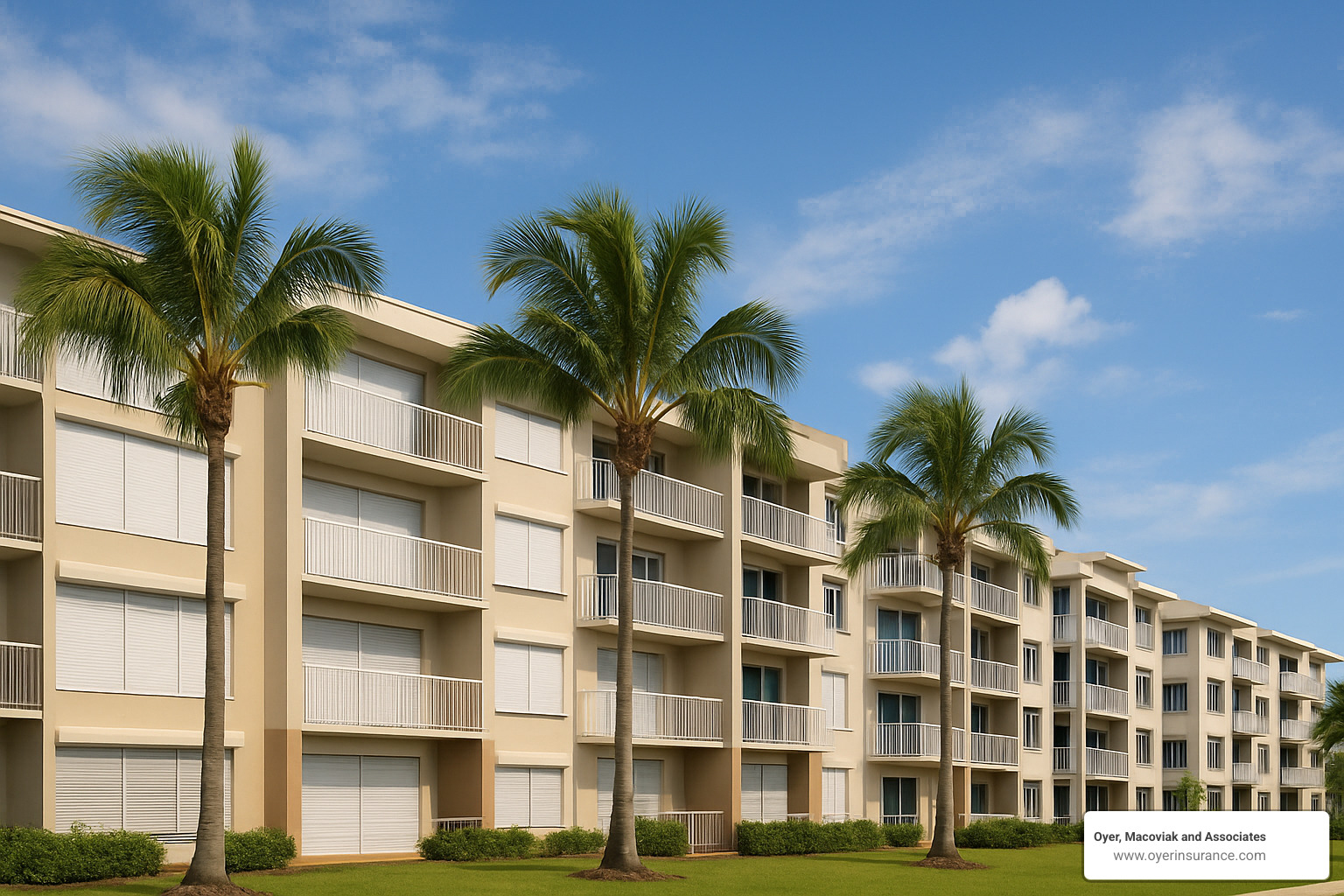 Hurricane shutters on Florida condo buildings - cheap condo insurance florida