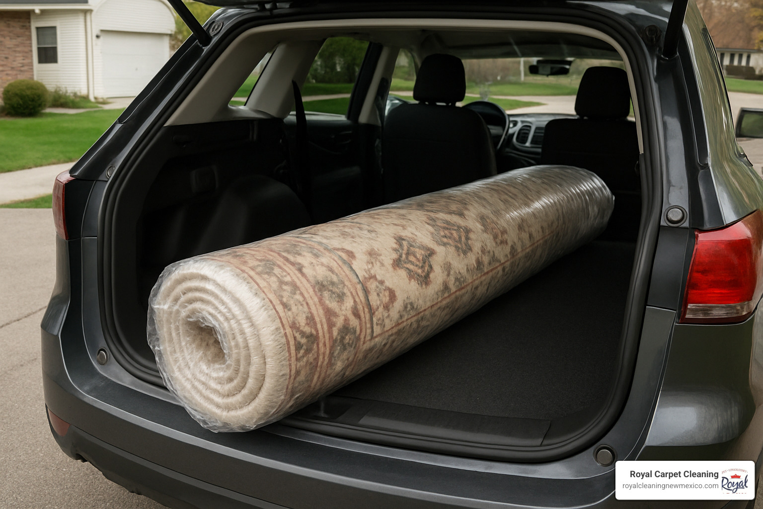 wrapped rug ready for transport - drop off area rug cleaning services