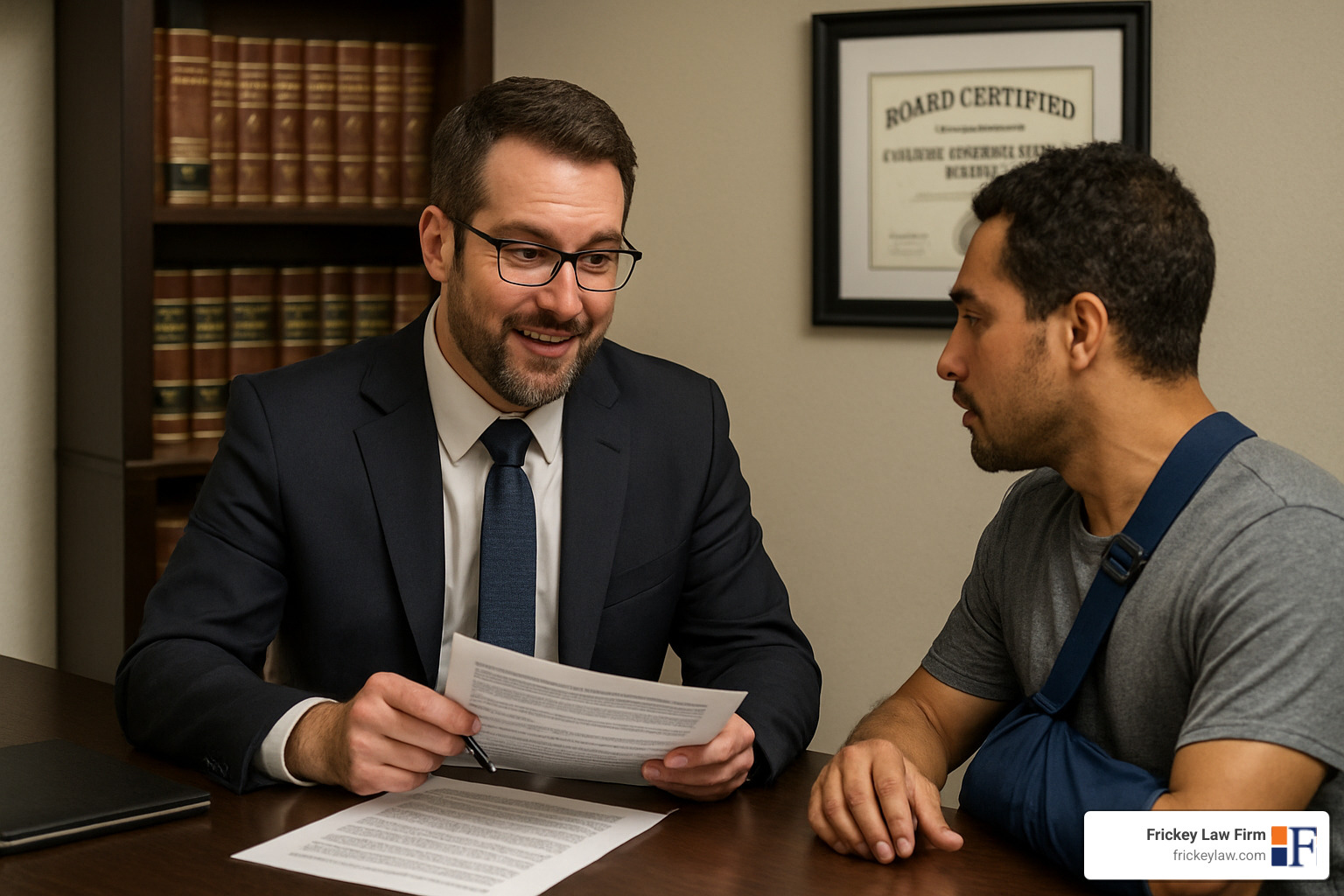 Board certified workers compensation attorney meeting with client - workers compensation attorney near me