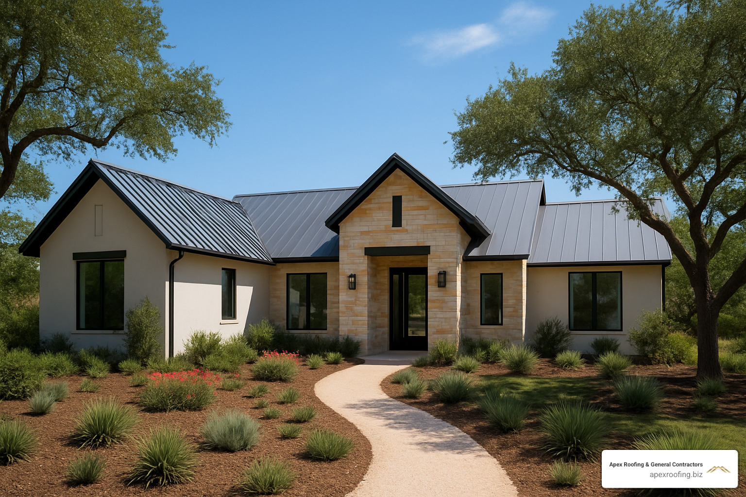 beautiful metal roof on San Antonio home - best metal roofer near me