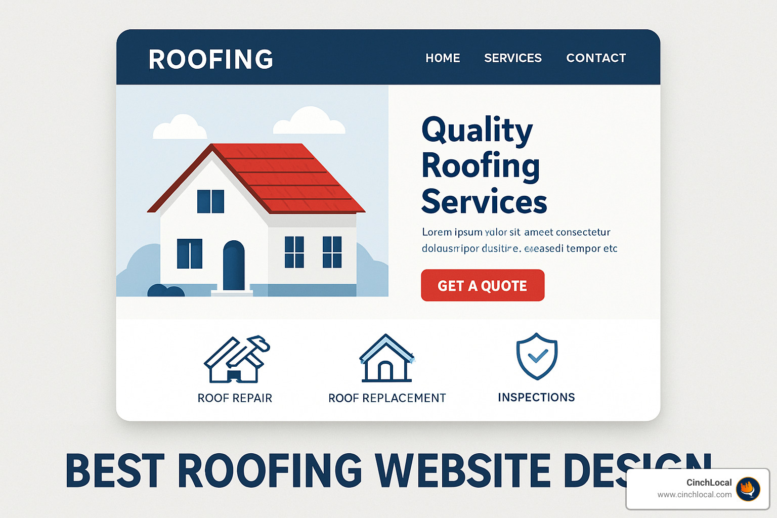 roofing website visual hierarchy example - best roofing website design