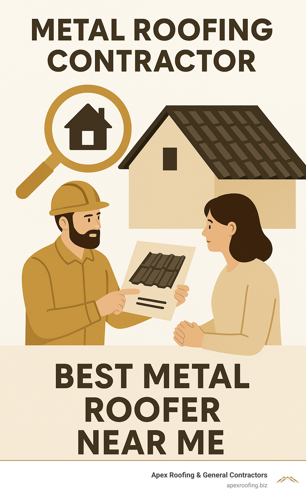 metal roofing contractor consultation with homeowner - best metal roofer near me - best metal roofer near me infographic 
