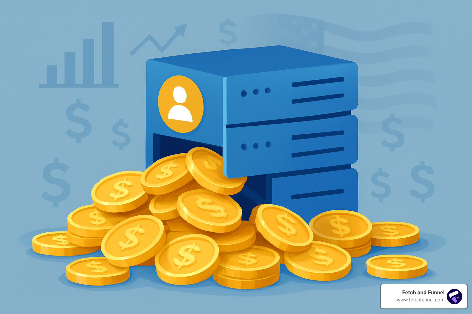 Gold coins emerging from dormant customer database - Ai Reactivation Campaigns