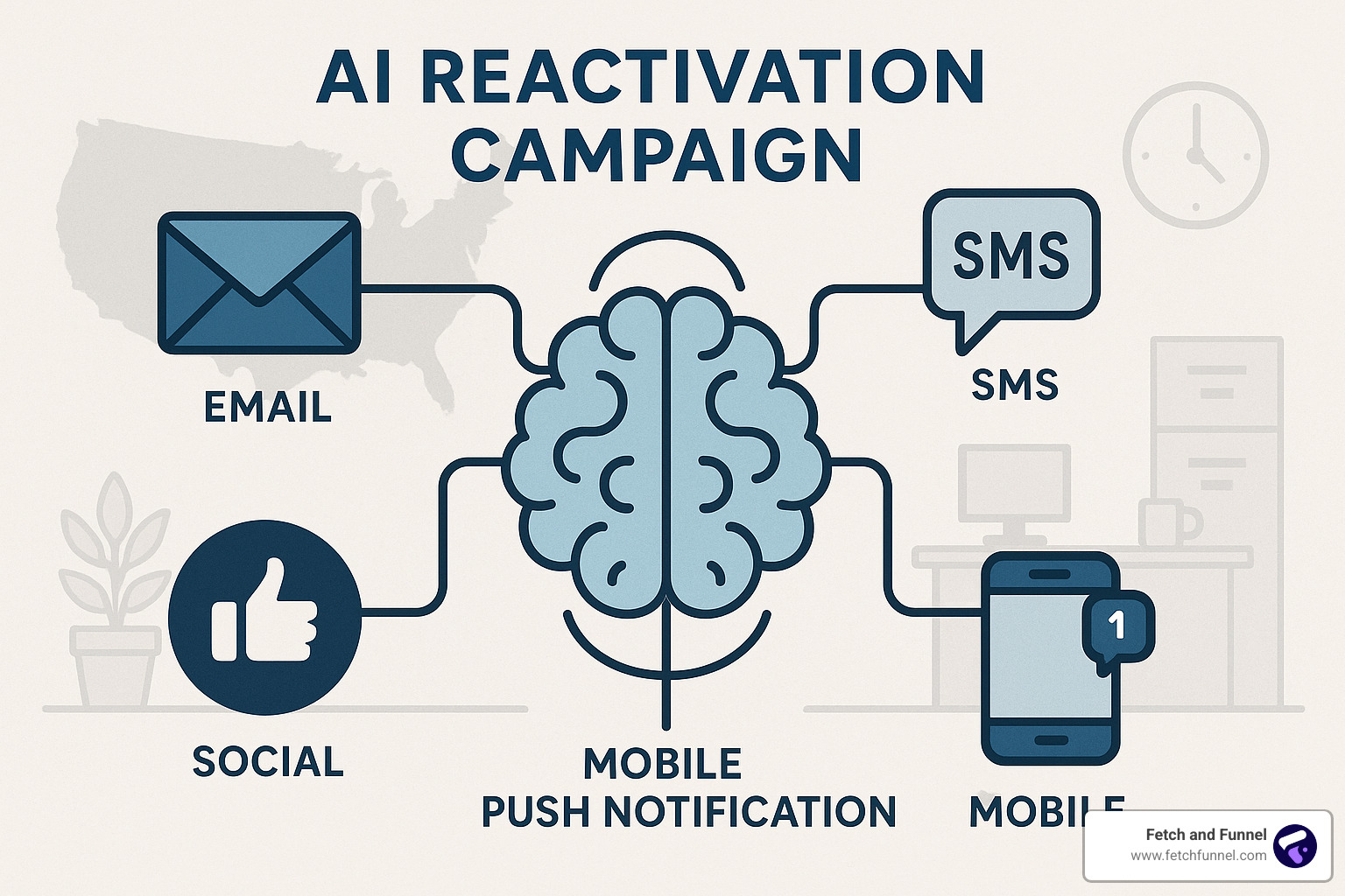 Multi-channel AI reactivation campaign visualization - Ai Reactivation Campaigns