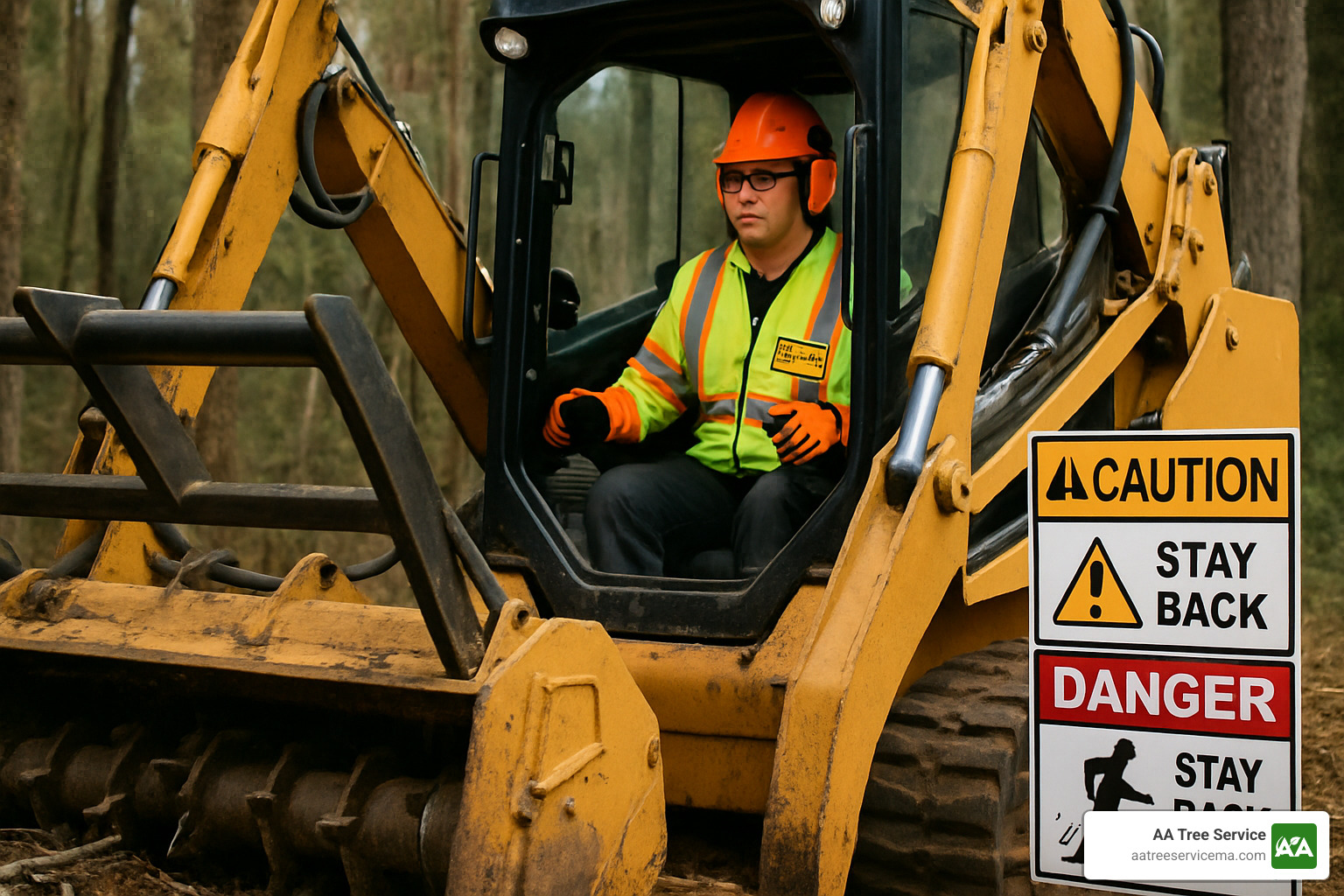 Certified land clearing operator with safety equipment - land clearing company near me