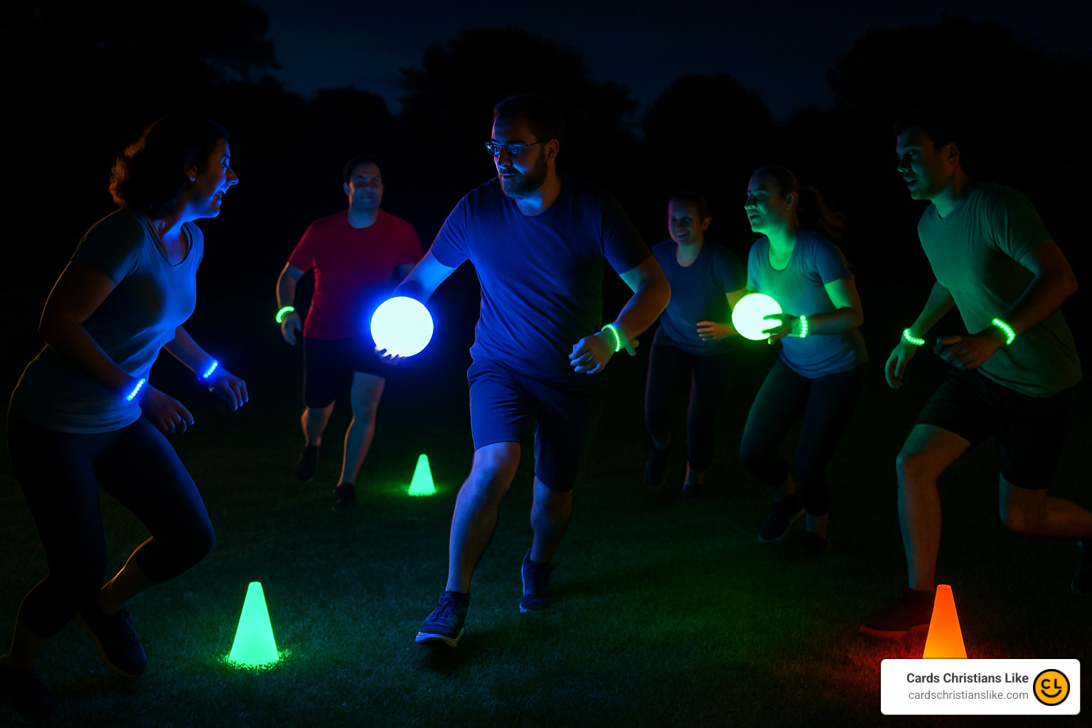 Glow-in-the-dark capture the flag christian adult party game - christian adult party games