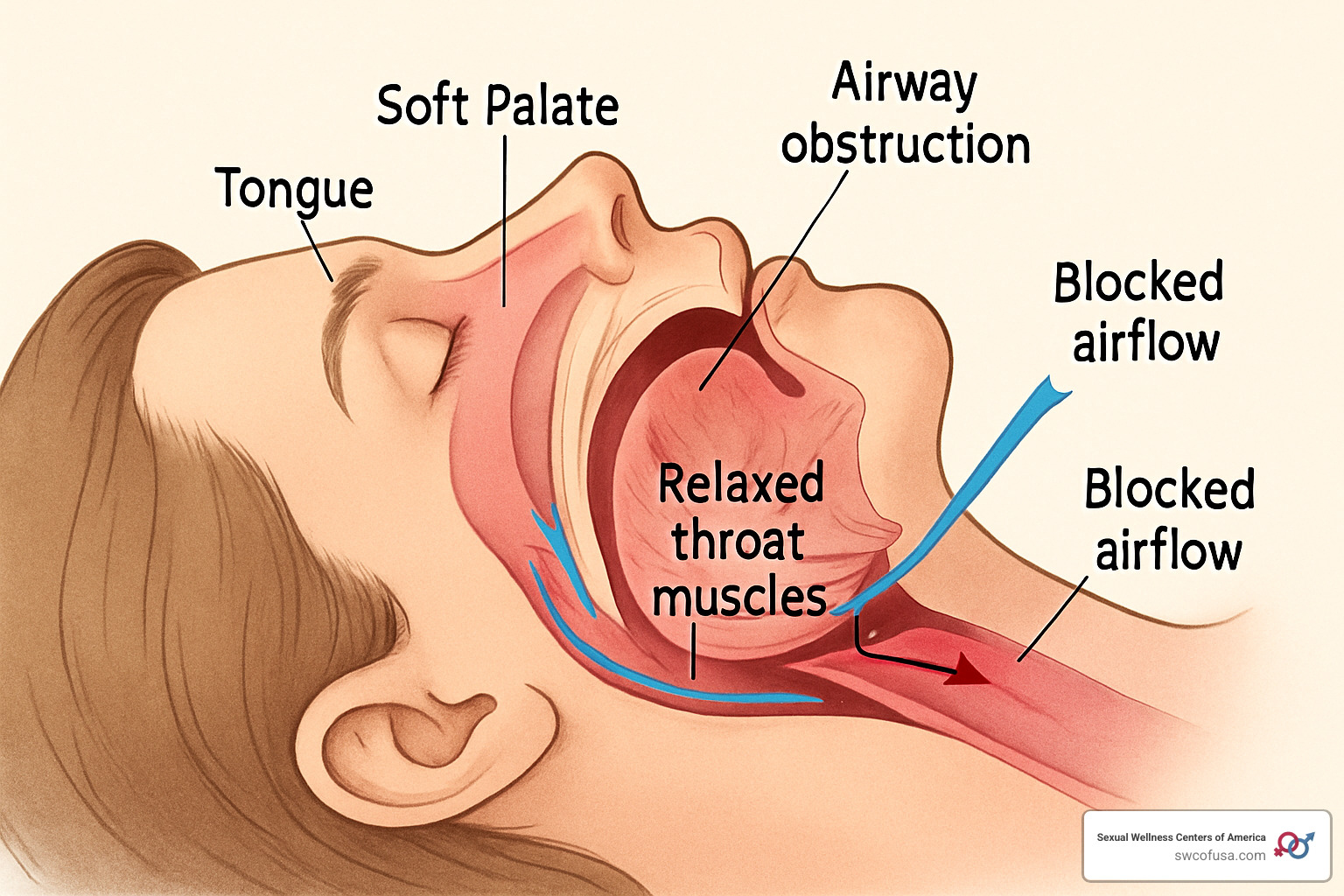 upper airway anatomy showing obstruction - osa