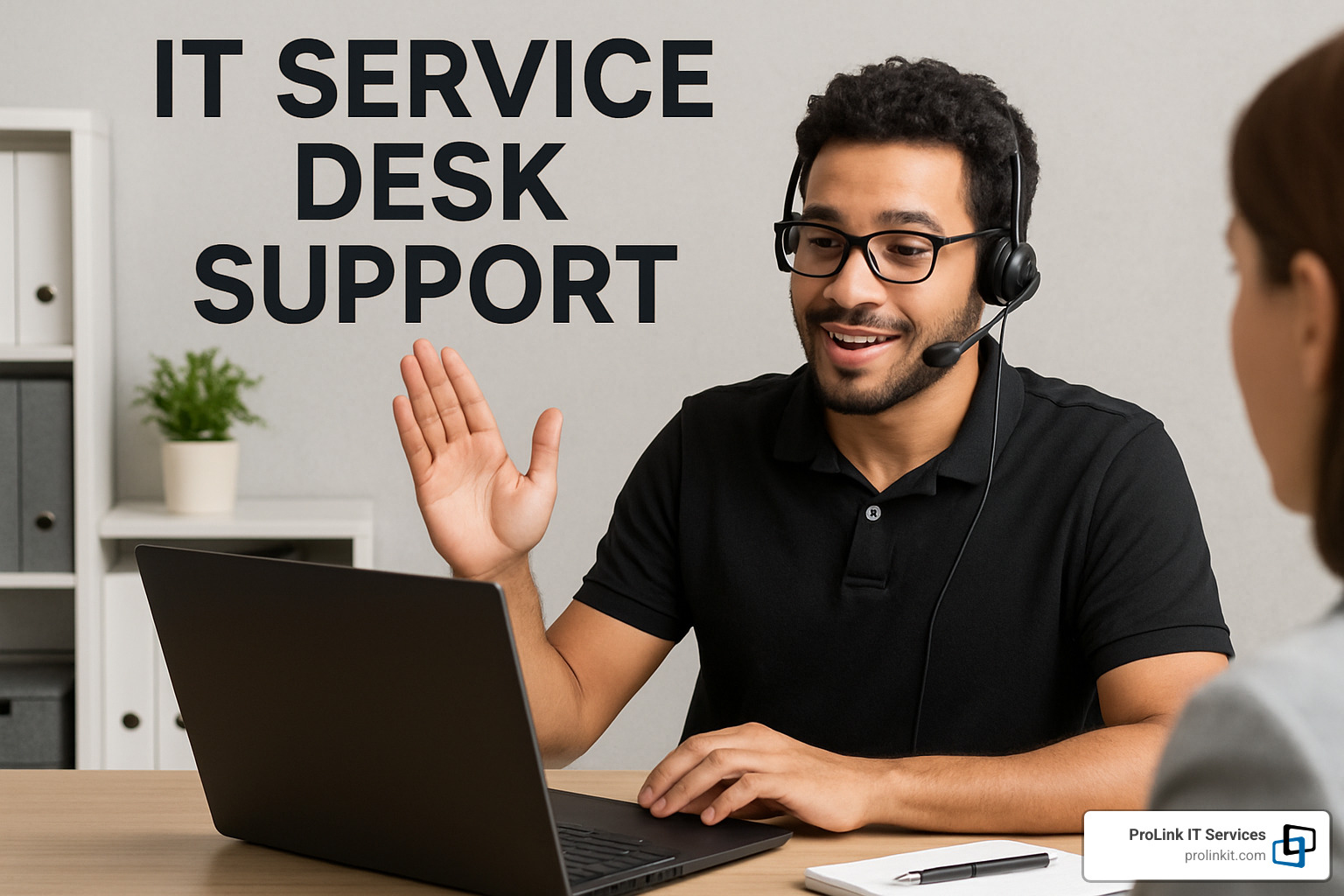 AI chatbot helping user troubleshoot computer issue - IT service desk support