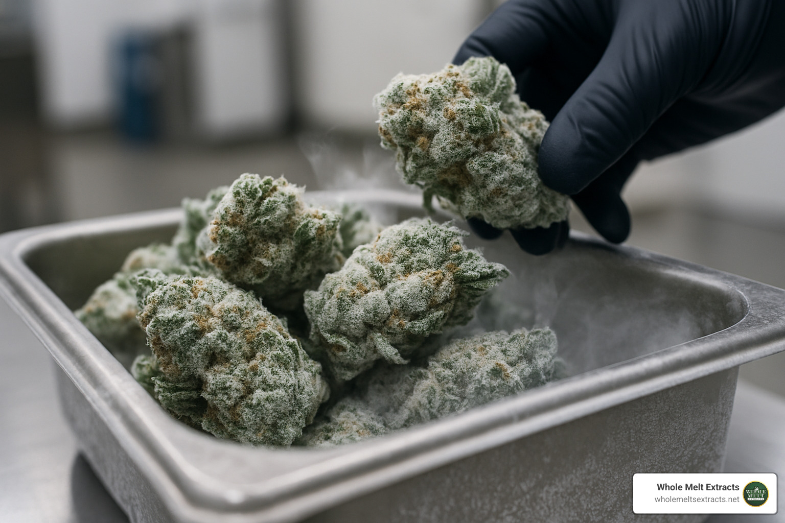 fresh frozen cannabis being prepared for extraction - live rosin carts