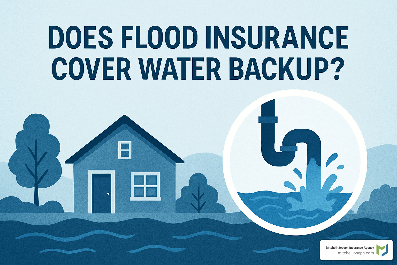 Diagram showing how floodwaters can cause sewer backups - does flood insurance cover water backup