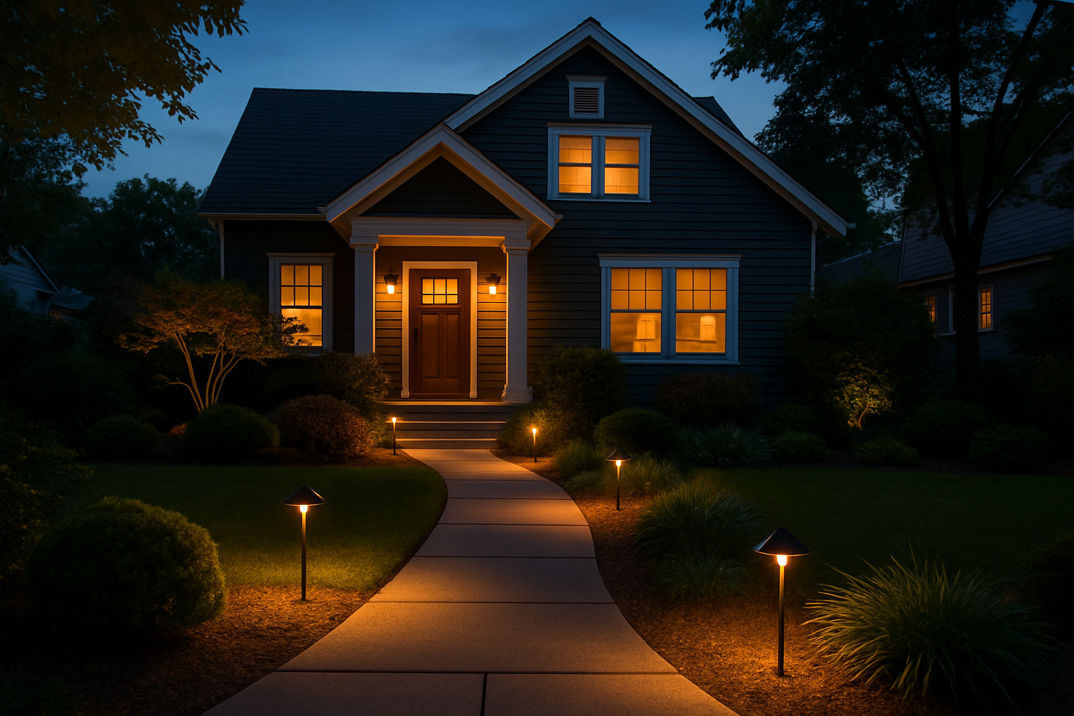 path lighting at dusk - home walkway
